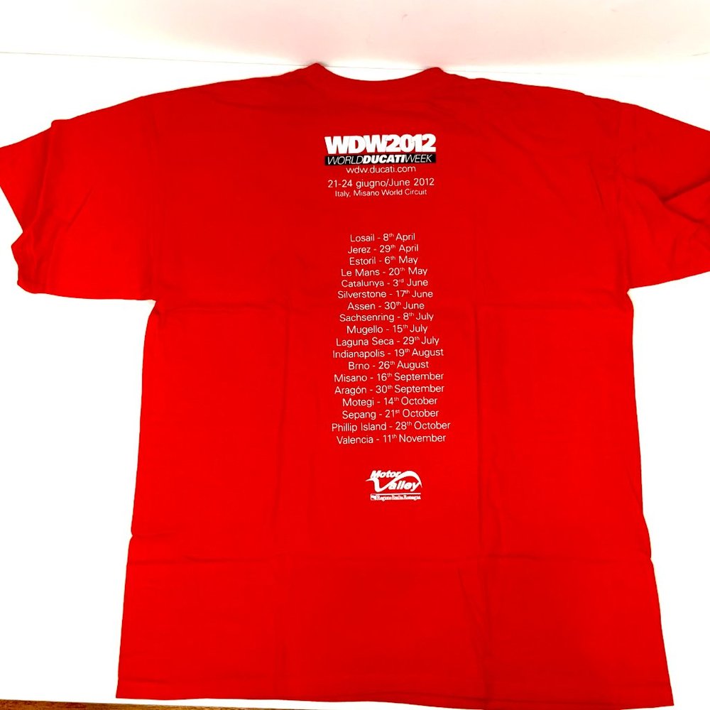 New Ducati Corse Tribuna 2012 MotoGP Racing Rossi & Hayden T-Shirt Sz XL - Picture 13 of 13